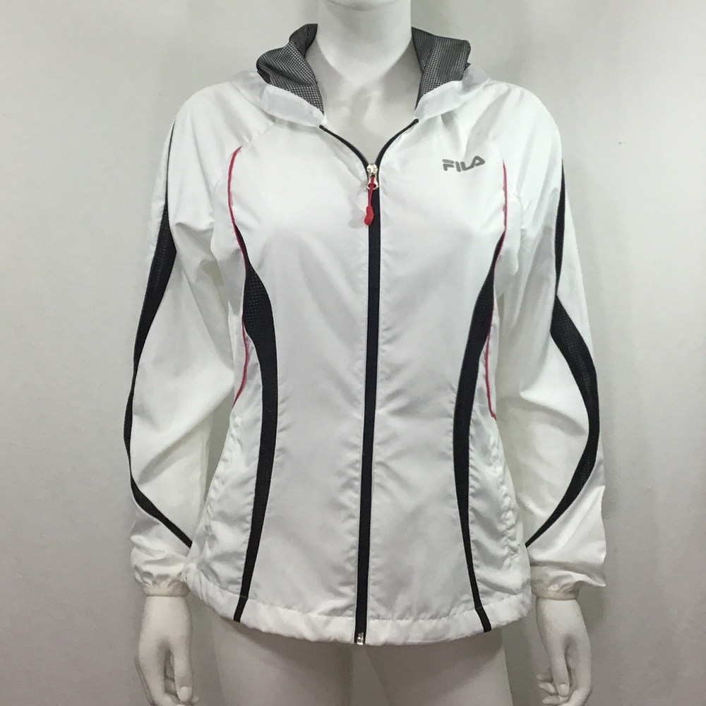 Fila Sport White/Black/Red Hoodie Windbreaker